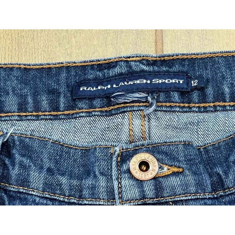Ralph Lauren Sport Womens Denim Shorts Blue Medium Wash Pony Logo Size 12